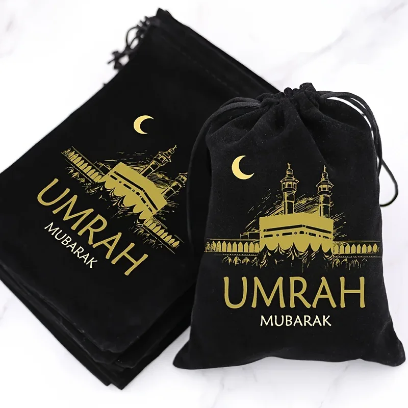 5-50pcs black gift bags hajj mubarak umrah gift bag