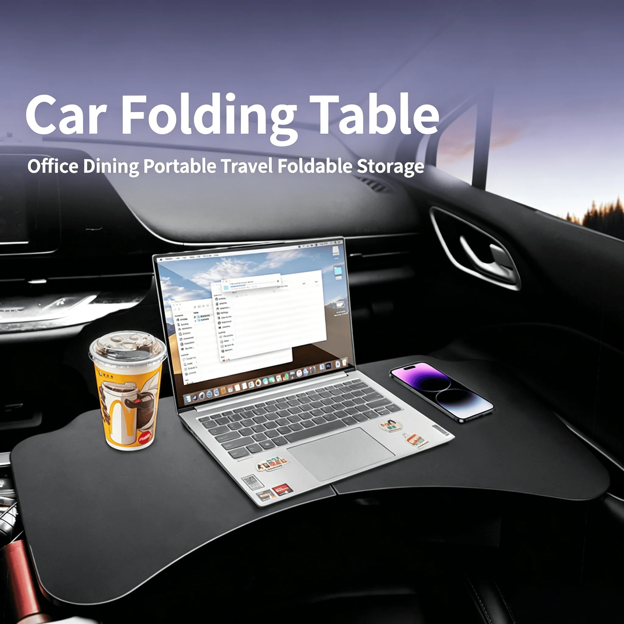 Foldable Car Tray Table Large Load-Bearing Stable Laptop Desk Auto Dining Board For Driver Passenger Interior Accessories