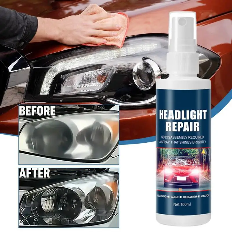 Car Headlight Cleaner 100ml Headlight Restoration Spray Head Light Coating Car Headlight Restoration Polishing Headlights