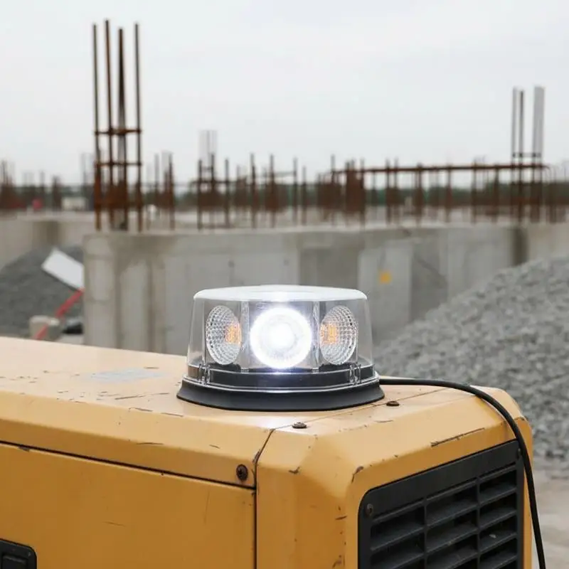 Amber White LED Strobe Warning Light 1PC Waterproof High Bright Magnetic Base for Traffic Patrol Vehicle Use