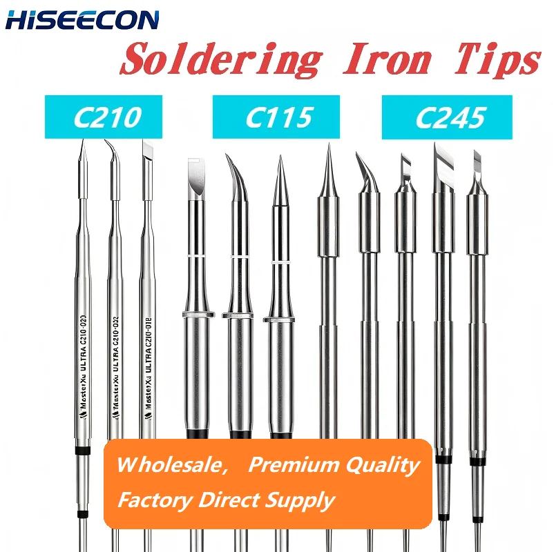 5PCS Wholesale HISEECON Universal C210 C245 C115 Soldering Iron Tips Electronics Repair Tool For JBC Bakon Aixun YARun Station