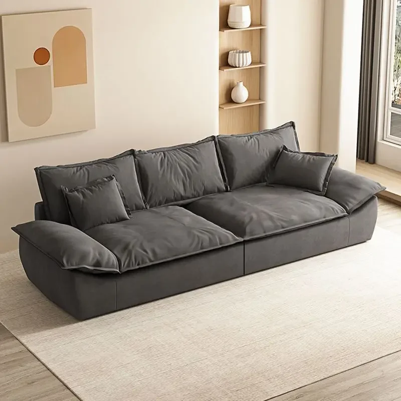 

Italian minimalist light luxury three-person fabric sofa living room, small apartment, modern simple technology cloth vertical