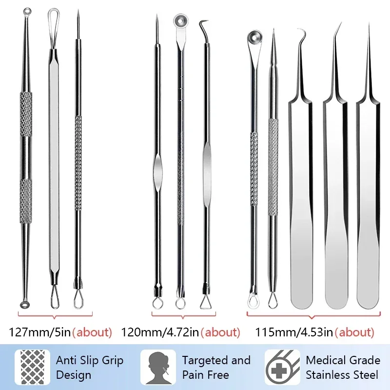 여드름 트위저 블랙 헤드 제거 바늘, 모공 클리너, 딥 클렌징 페이셜 스킨 케어 도구, 11 개