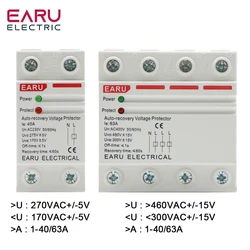 2P 4P 40A 63A 230V 400V Din Rail automatyczne odzyskiwanie Reconnect przez napięcie pod napięciem urządzenie ochronne przekaźnik zabezpieczający