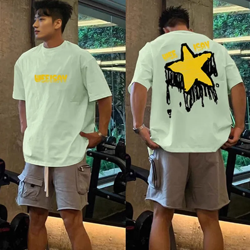 

Мужская футболка свободного кроя с принтом fiti ort Sve Light een, повседневный универсальный топ, уличная одежда в американском стиле ретро, летняя одежда