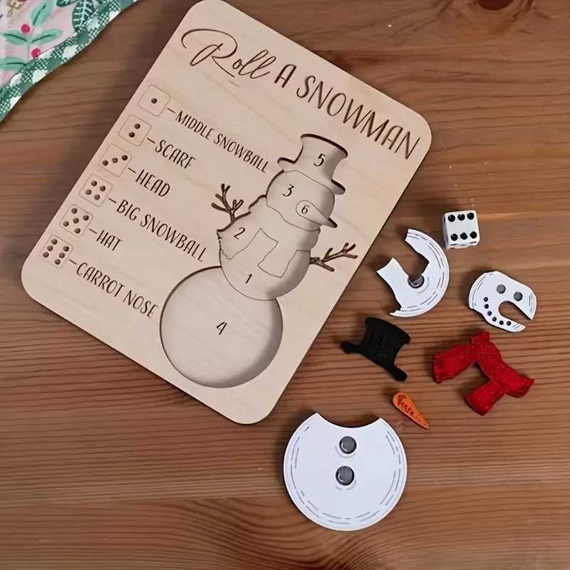 1 Set Weihnachts-Schneemann-Spielset, Würfel-Puzzle, handgefertigtes Spielzeug |   Brettspiel für Familientreffen |   Interaktionsgeschenk für Freunde
