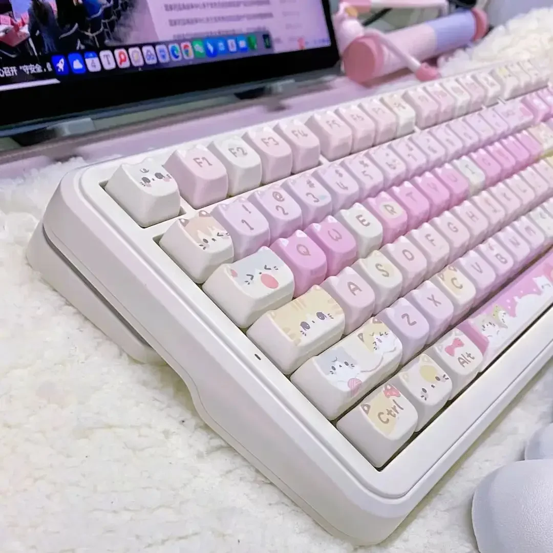 Imagem -05 - Personalizado Gato Bonito Keycaps Grupo Rosa Keycaps Sublimação Térmica Quadrada Alice Teclado Mecânico Cap Presente Mao Novo