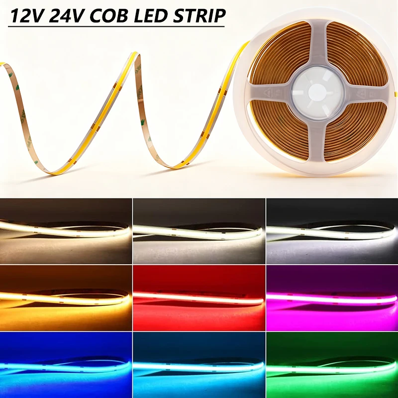 

DC 12V 24V 8MM COB LED Light Strip Room Decoration 320LEDs/m Led Tape High Density Flexible 3000K 3500K 4000K 6000K