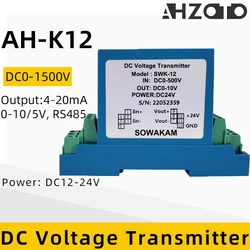 AC/DC Voltage Transmitter Sensor 0-100V 0-200V Intput 4-20mA 0-50 -10V RS485 Outpu DC24V Power Voltage Isolation Transducer