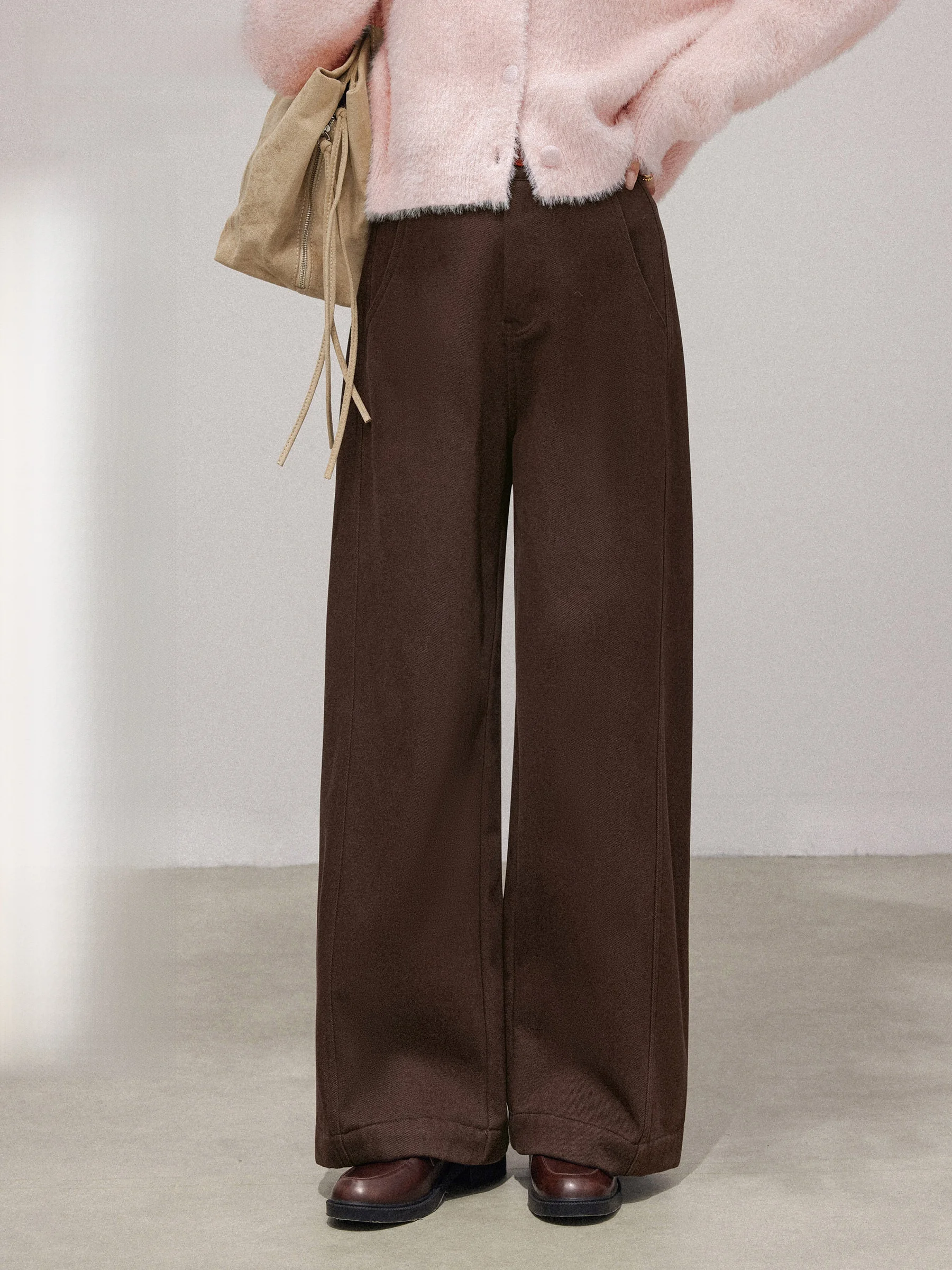 

High Waist Wide Leg Casual Pants Women's Loose Hiding Hip Slimming Drapey Floor-Length Pants Autumn Winter New Sle