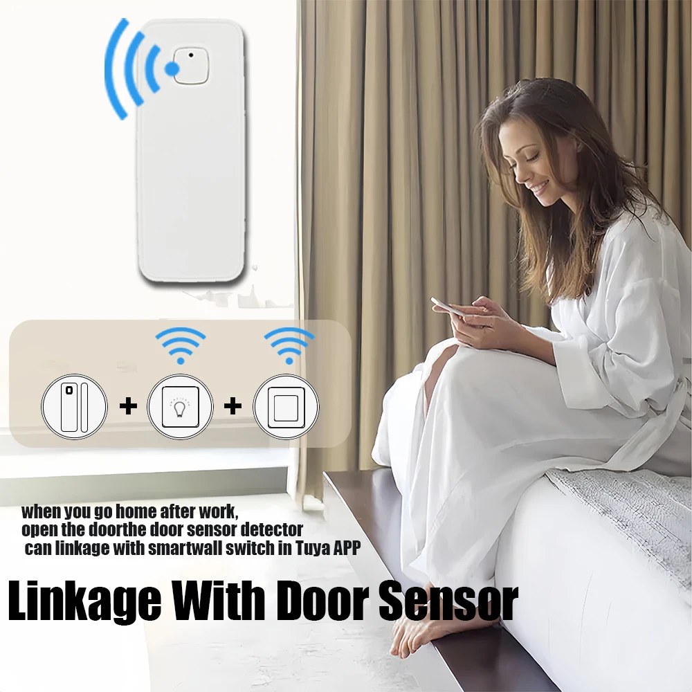 TUYA-Sensor inteligente WiFi para puerta y ventana, Detector de apertura y cierre, Notificación por aplicación, alarma de seguridad, Smart Life,