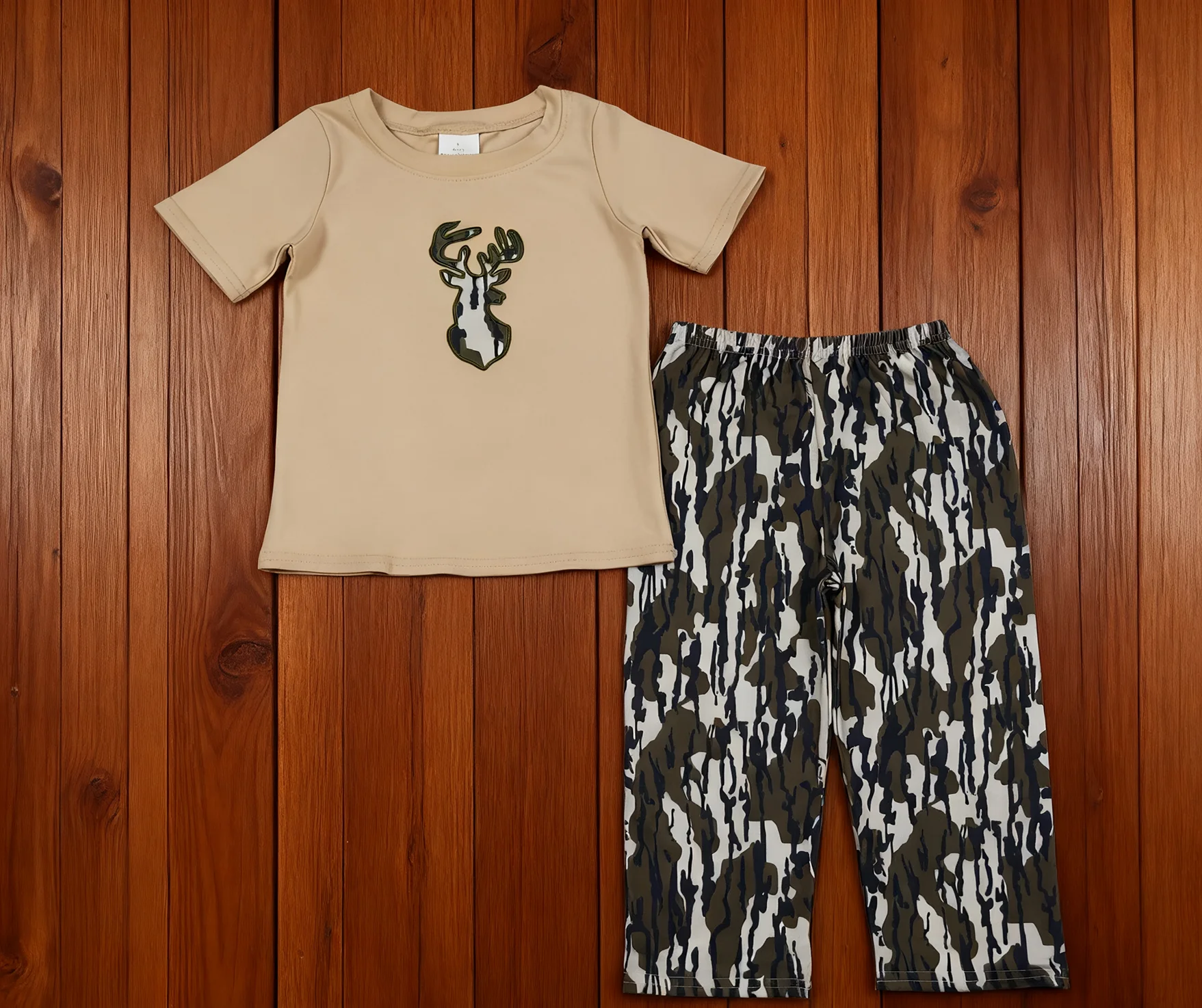 

Z1023-01 BSPO0582 Kids Boutique Outfit Short Sleeve Top With Pants Set Children Clothes