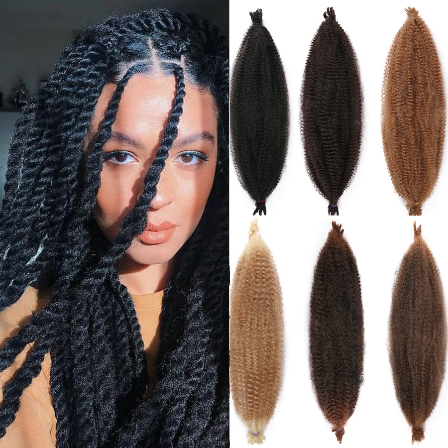 16 24'' Springy Afro Twist Hair Kinky Twist Braiding Hair Pre-Separated Braids For Butterfly Locs Cuban Hairstyle Crochet Hair