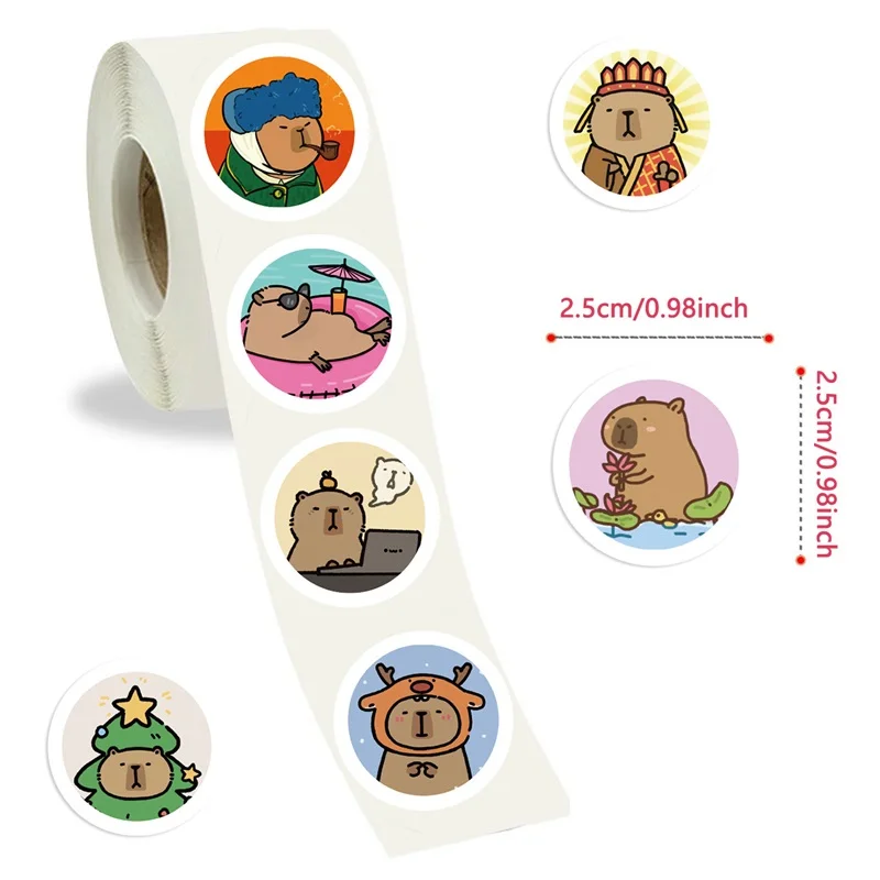 500PCS Cute Capybara Paper Labels Sticker Sealing DIY Kids Decoration Scrapbooking Korean Stationery Hand Accounting Supplies
