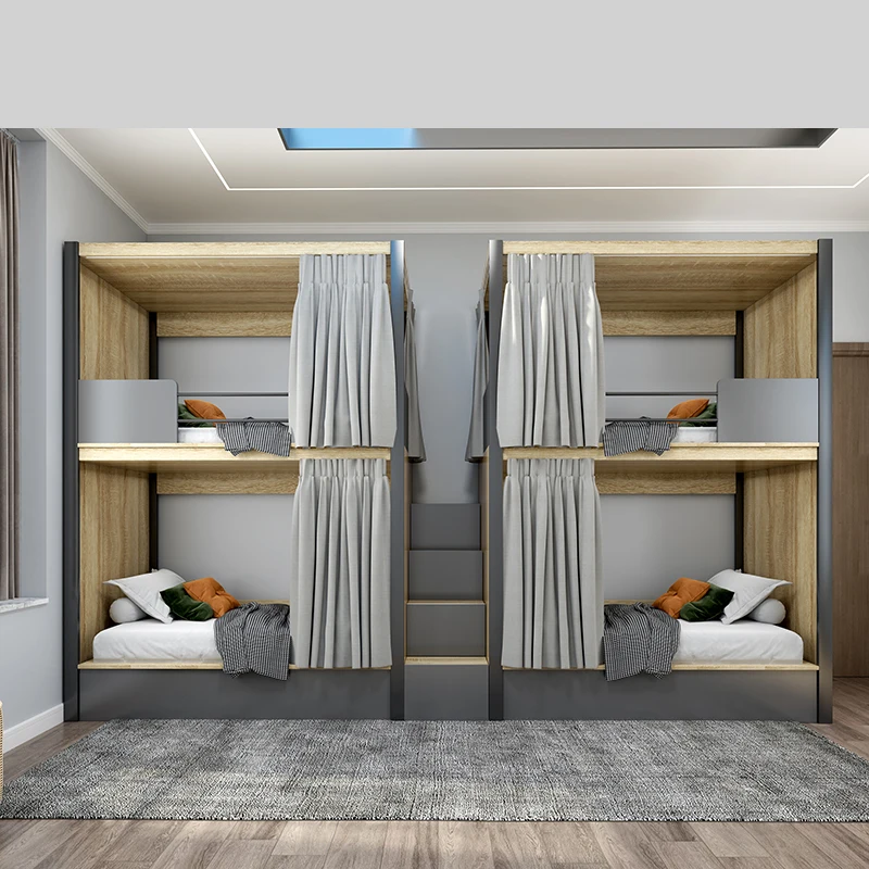 School furniture modern Hotel apartment college student double deck wooden dormitory beds wood