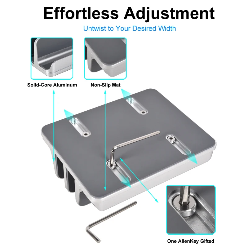 Tenmtoo pionowy stojak na laptopa podwójny Slot regulowany aluminiowy stojak na notebooka do MacBook/Surface/Samsung/HP/Dell/uchwyt na Tablet