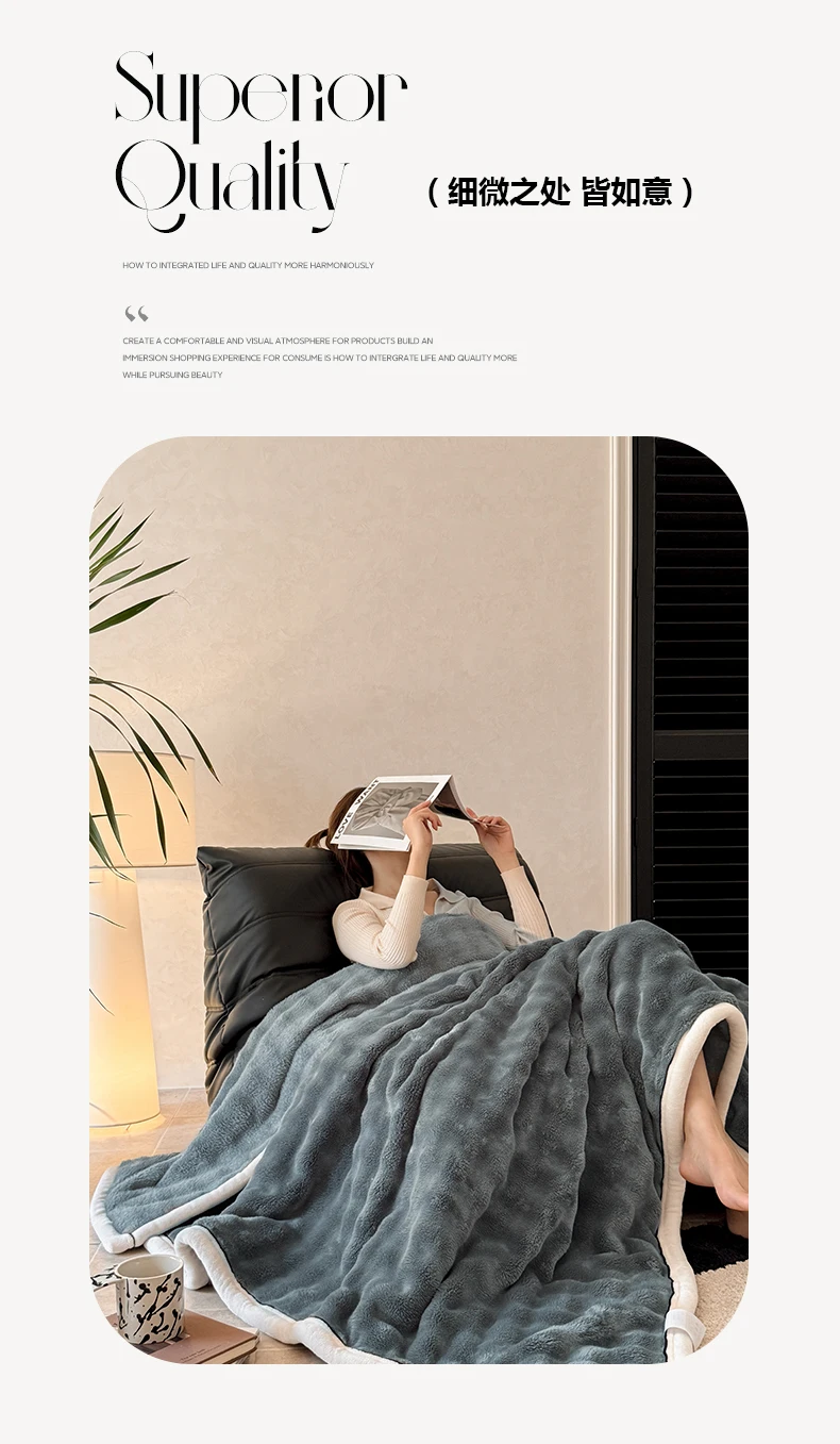 Bubble Imitation Rabbit Fur Autumn Winter Blanket Warm Single Double Bed Blankets Soft Plush Warmth Sofa Blanket for Watch TV