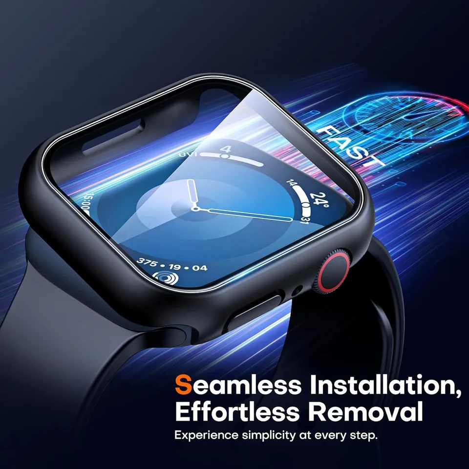 Vidrio templado + Estuche para Apple Watch 46mm 44mm 45mm 41mm 40mm 42mm Protector de pantalla para iwatch series 10 9 8 7 6 SE 5 Accesorios 4