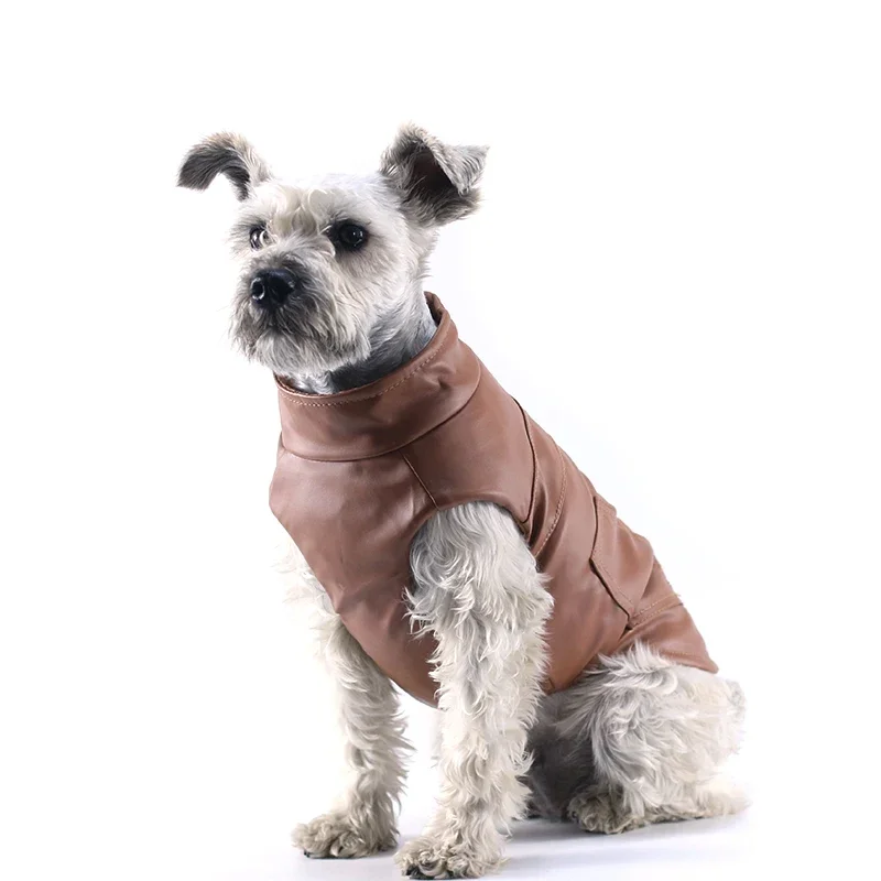 Leather Dog Jacket Vest Winter Warm Dog Clothes Waterproof For Small Medium Dogs Cotton Coat Chihuahua Clothing Pet Appare