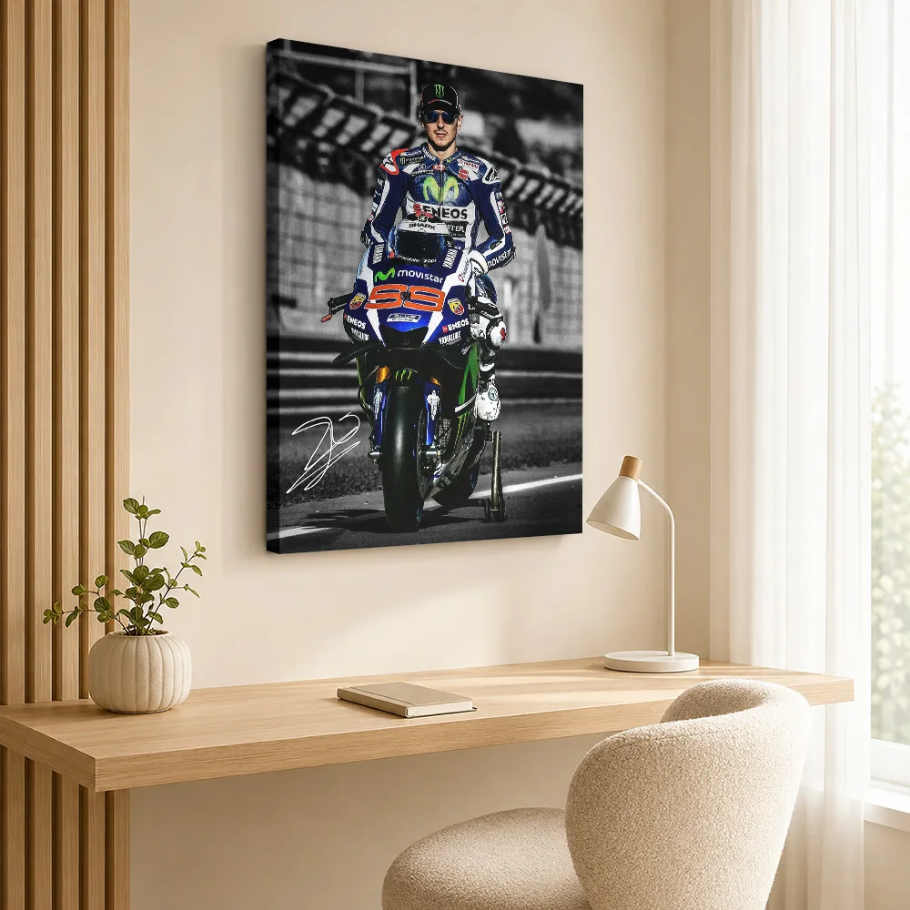 Jorge Lorenzo MotoGP Tribute Framed Canvas Poster Bold Style Wall Decor With Customized Photo For Garage Ideal Collector Gift