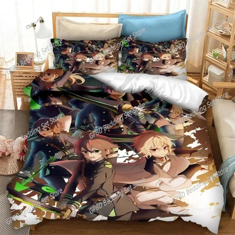 3D Print Anime Seraph of the End Mikaela Hyakuya Bedding Set Boys Girls Twin Queen Size Duvet Cover Pillowcase Bed Kids Adult