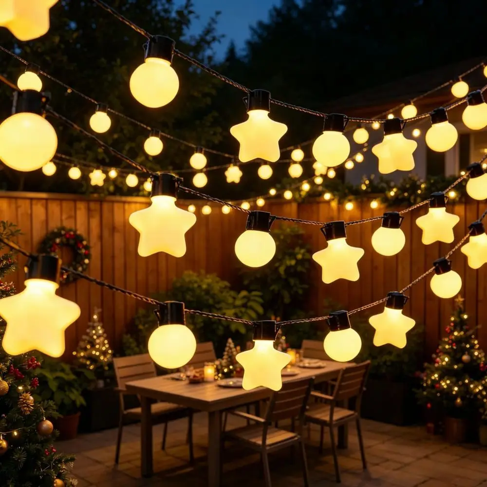 Waterproof Solar Powered LED String Lights Globe Bulbs For Outdoor Camping Tent Garden Patio Canopy Holiday Decoration