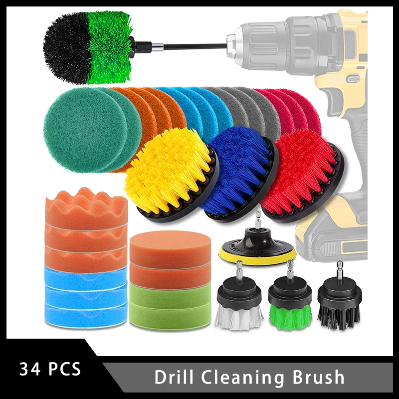 

34 Pcs Drill Cleaning Brush with Attachment Power Scrubber Brush for Car Grout Floor Tub Shower Tile Bathroom and Kitchen