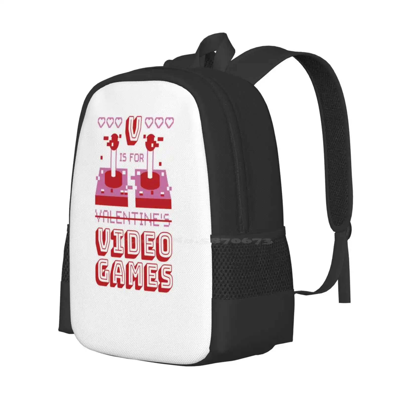 V Is For Video Games - Gaming Is My Valentine Hot Sale Schoolbag Backpack Fashion Bags Nerd Gaming Is My Valentine Video Gamer