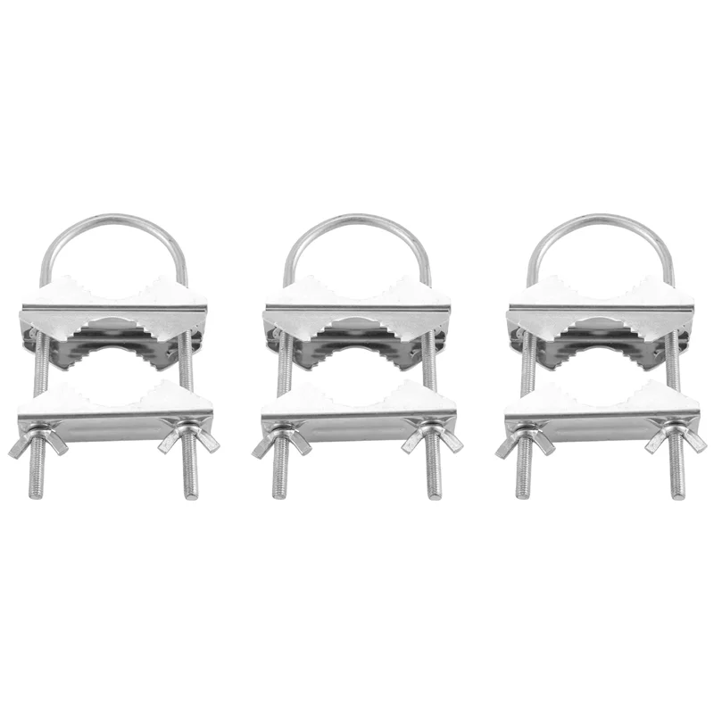 AB47-Double เสาอากาศ Mast CLAMP V Jaw BLOCK U สลักเกลียว Heavy Duty Anti-Rust เสาเสา Mount Bracket Kit สําหรับทีวี,CB (3 ชุด)