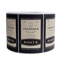 Pegatinas adhesivas de papel de aluminio dorado negro mate personalizadas para vino, etiqueta de botella enrollable impermeable impresa de cualquier tamaño y diseños