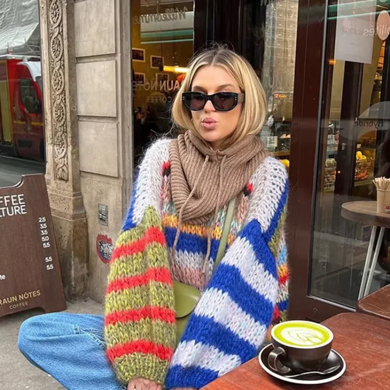 

Women Oversize Knitted Pullover O Neck Long Sleeve Sweater Coat Casual Warm Loose Female Coat 2024 Autumn New Lady Outerwear