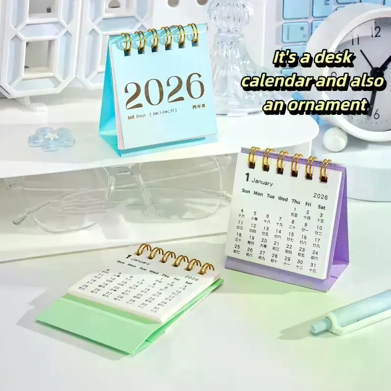 

2026 Mini Small Desk Calendar Desktop Ornament Calendar Book Creative Simple Planner Desktop Office Stationery New Year Gifts