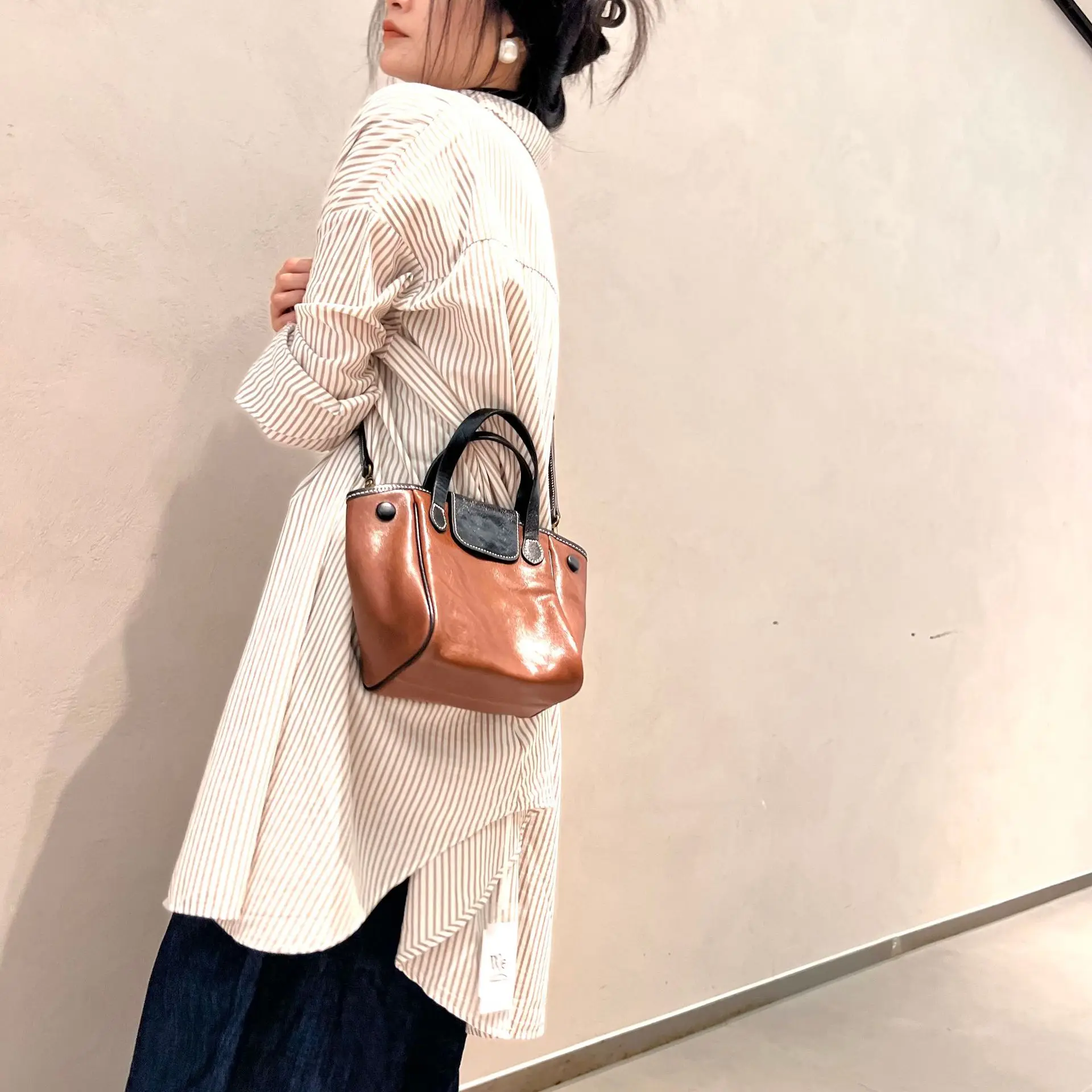 

Leather Women's Bag Vintage Handmade Layer Plant Tanned Cowhide Tote Shoulder Crossbody Purses And Handbags