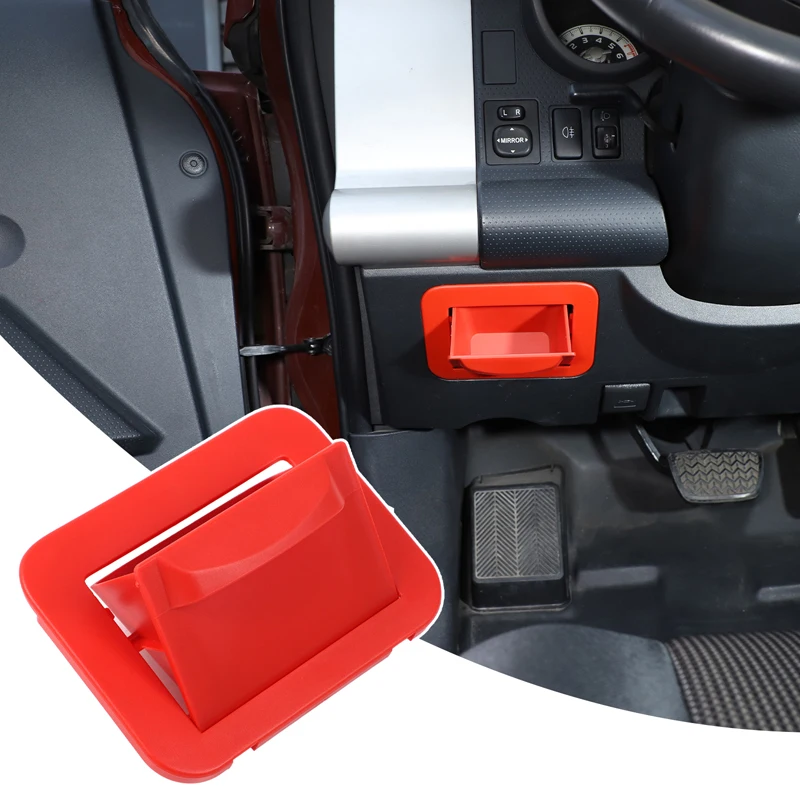 

1Pcs ABS Red For Toyota FJ Cruiser 2007-2021 car driver's seat fuse coin storage box car interior modification accessories