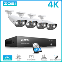 ZOSI 4K 8CH PoE CCTV Security Camera System Starlight Color Night Vision AI Detection 8MP/5MP Video Surveillance IP Cameras Set