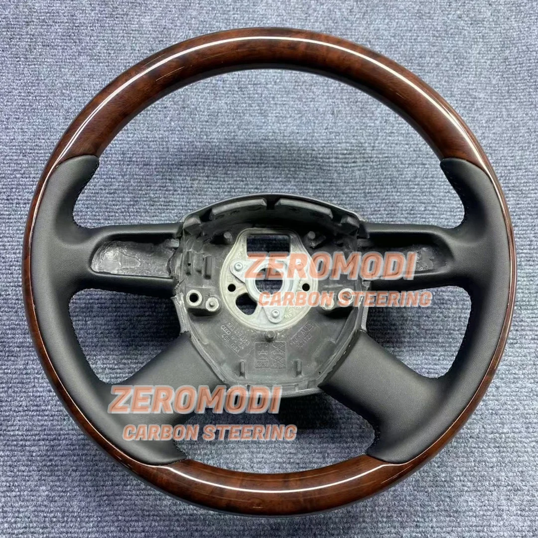 Peach Wood Leather Steering Wheel Frame For Audi A3 A4 A6 A8 Q5 Q7 S8 2002-2013