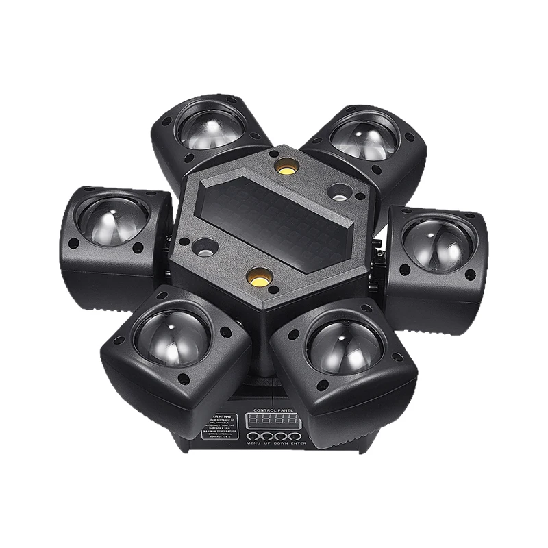 جديد 80 واط RGB LED شعاع تتحرك رئيس ضوء صغير ستة الذراع المرحلة الدورية تأثير أضواء تحكم عن بعد DJ ديسكو مصباح الحفلات