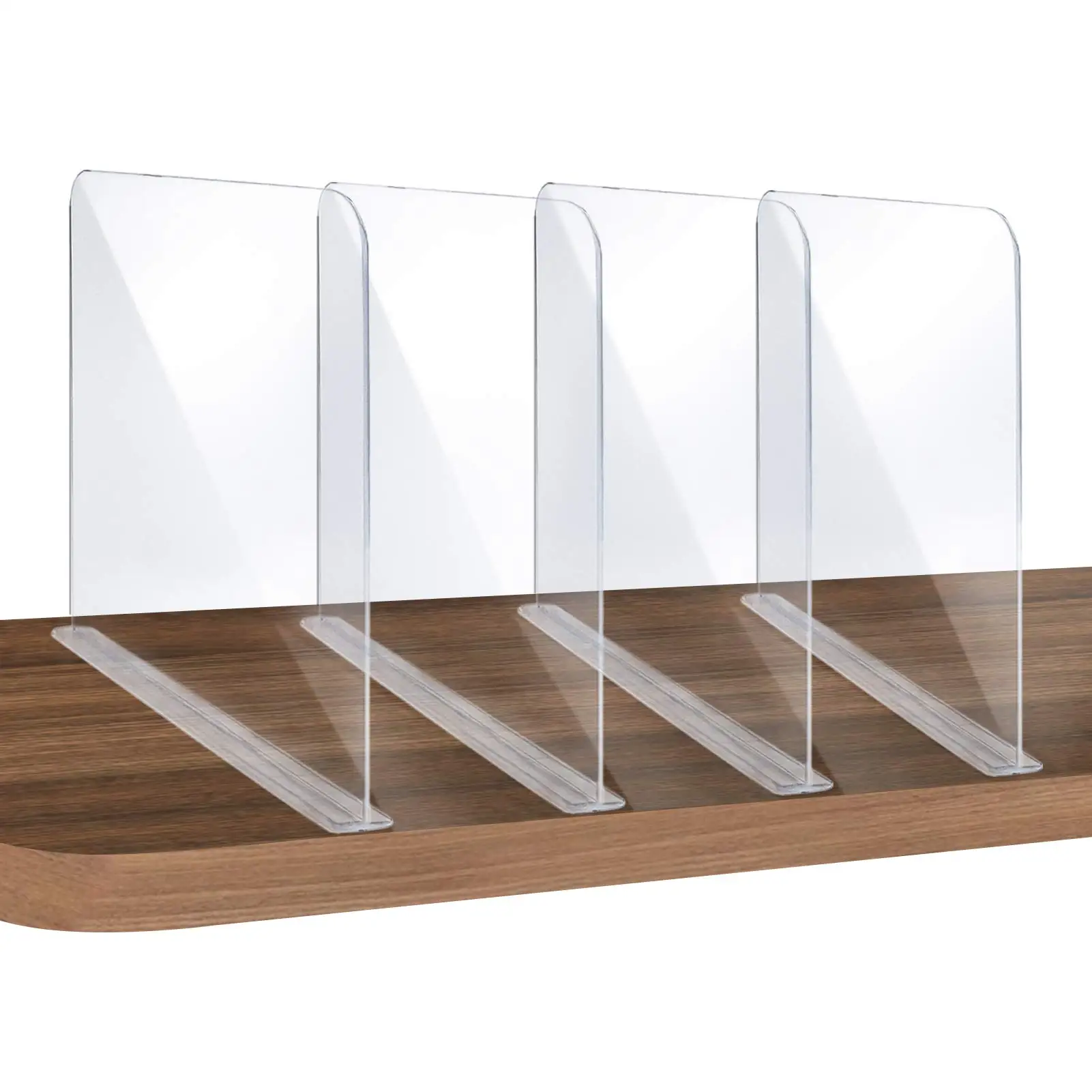 4Pcs Clear Acrylic Shelf Dividers, Adjustable Closet Organizer Fit for Any Thickness of Shelves for Bedroom, Kitchen, Offic