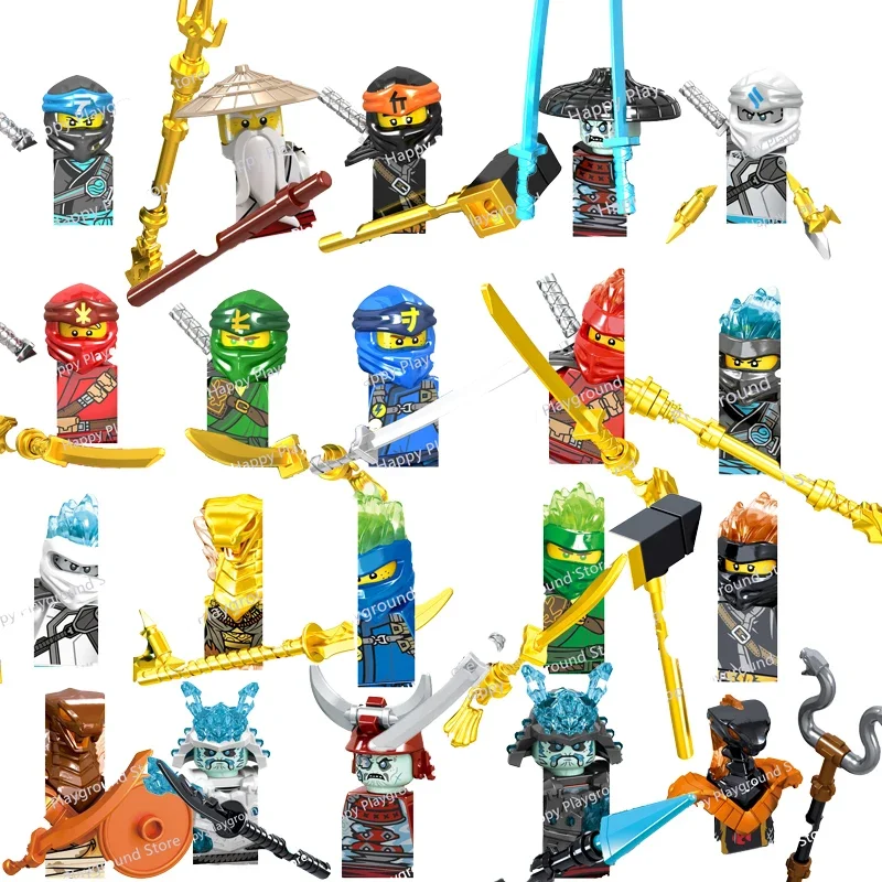 A107-129 Anime Cartoon TV Ninja Bricks Toy Dolls Zane Nya Lloyd Garmadon Arin Building Blocks Assemble Toys Model Children Gifts