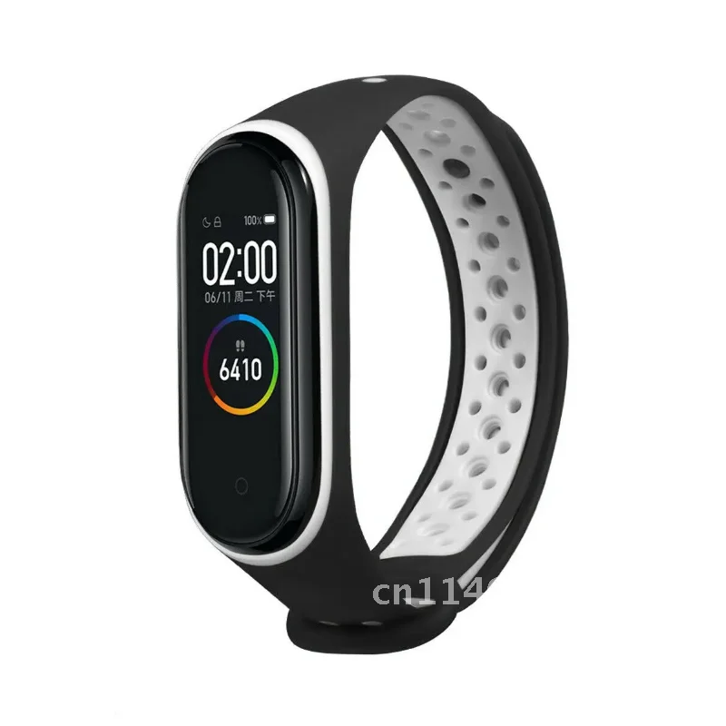 

Дышащий летний ремешок для Mi Band 6 5 4 3, силиконовый сменный Браслет, двухцветный браслет на MiBand6 Miband5 ремешки