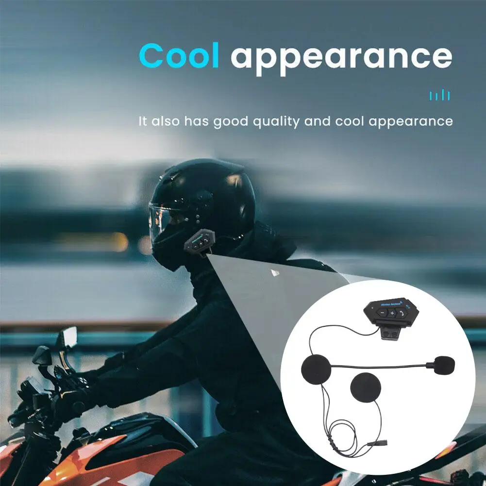 

Motorcycle Helmet Bluetooth Headset Wireless Intercom BT Music Earphone 20m With Calls DistanceHands-Free Player Connection F0L7