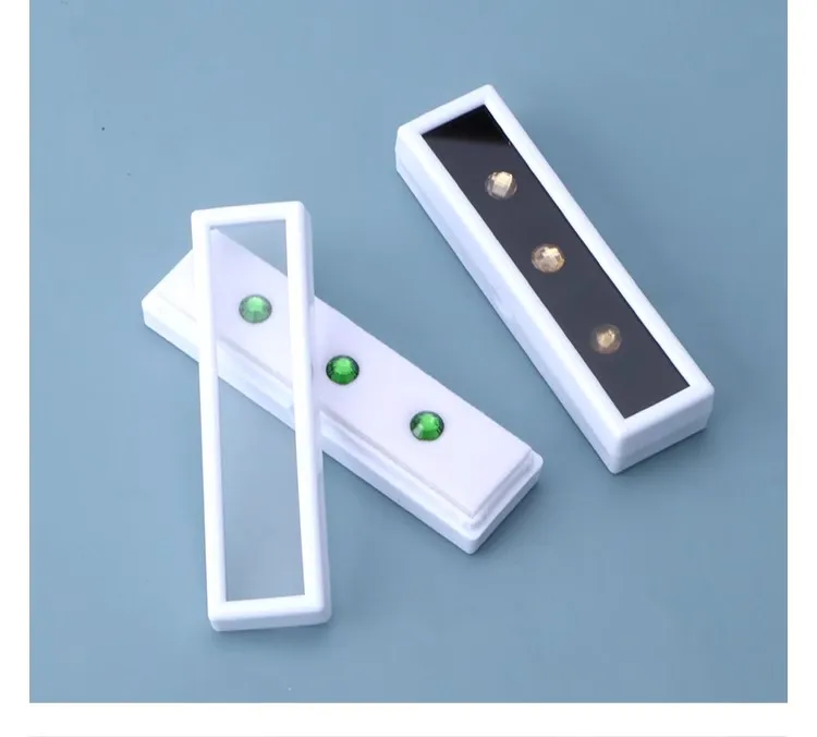 Wholesale Gem Stone Display Sponge Holder Box Jewelry Beads Container Loosing Diamond Storage Case Long Gems Box With Glass Lid