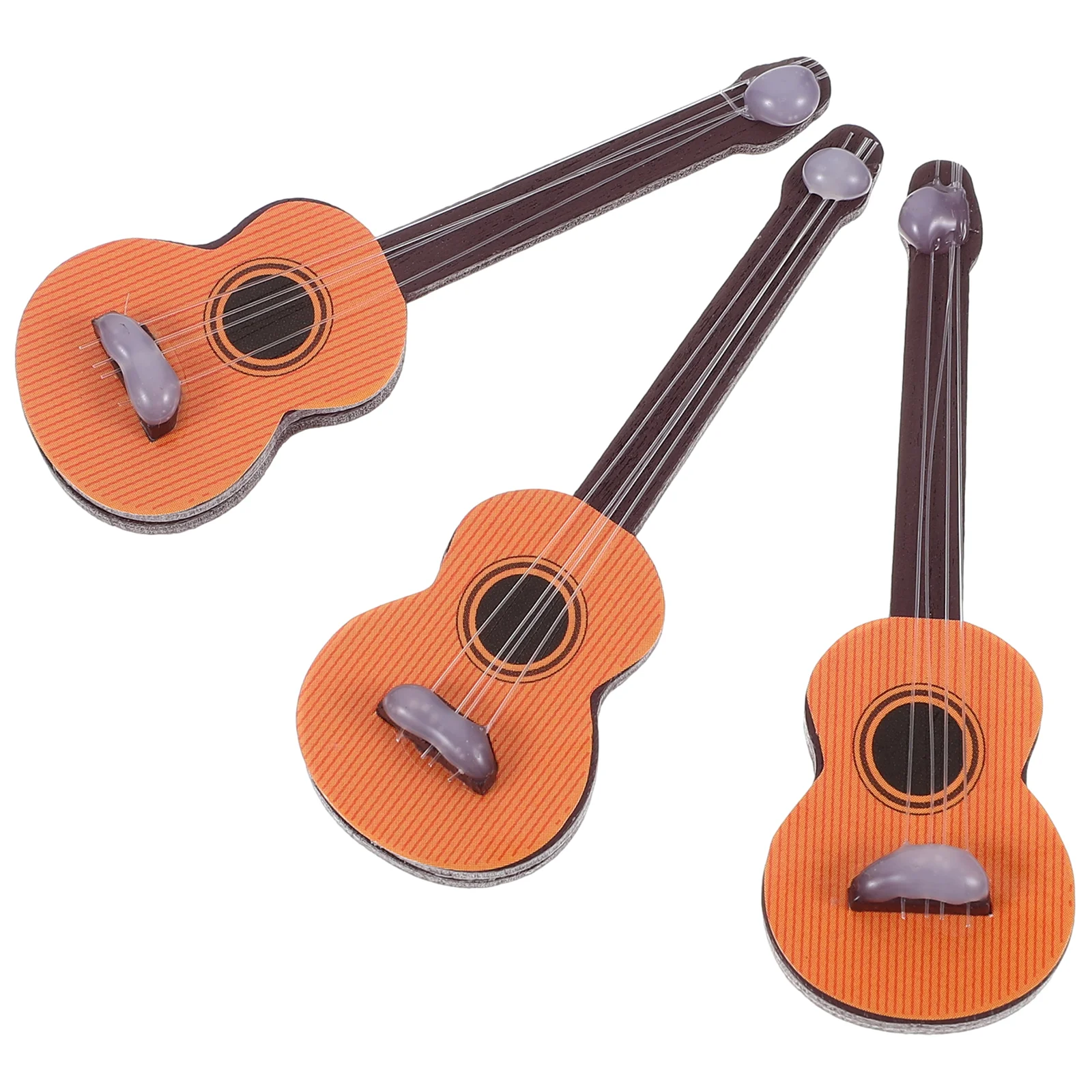 3 Pcs Creative Mini Guitar Model Pretend Play House Supplies Wooden Miniature Decoration Guitars for Kids