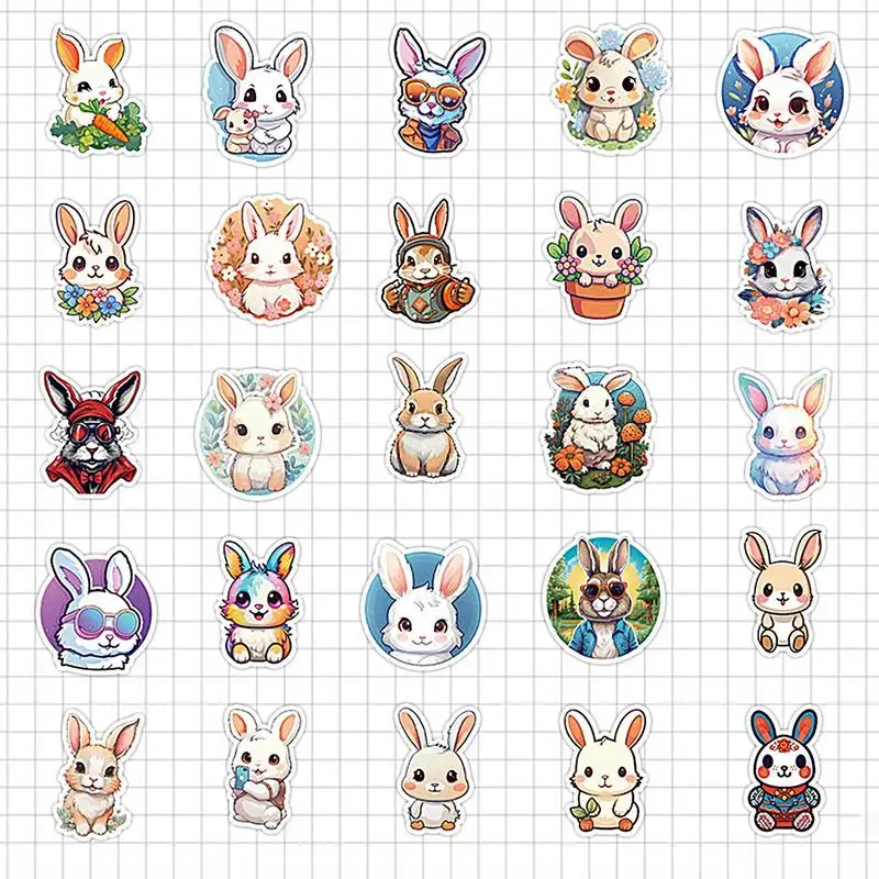 Cute Animal Stickers For Journaling Bunny Easter Cute Stickers 50x Funny Aesthetic Animal Decals Waterproof For Water Bottles