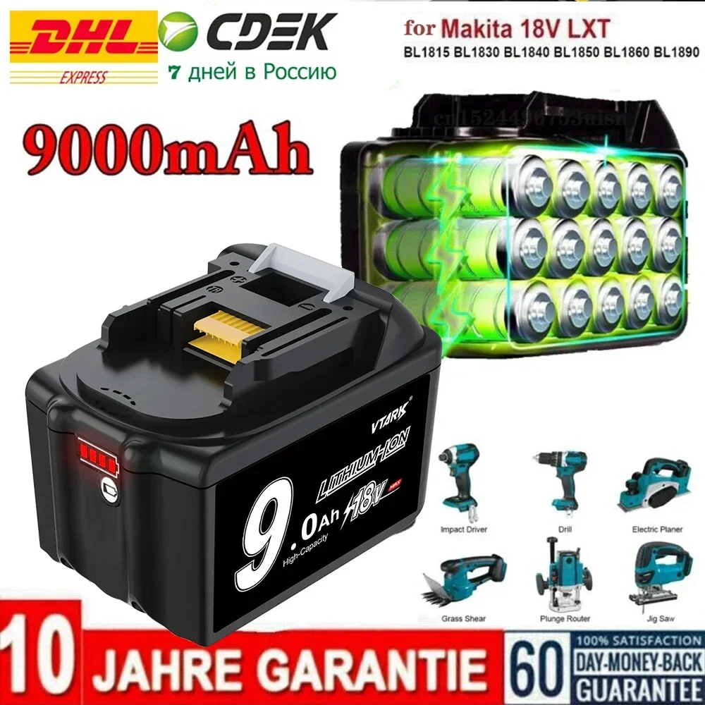 

Новинка 100%, литий-ионная аккумуляторная батарея Makita 18В 9 Ач для Makita BL1830 BL1815 BL1860 BL1840, сменная батарея для электроинструмента