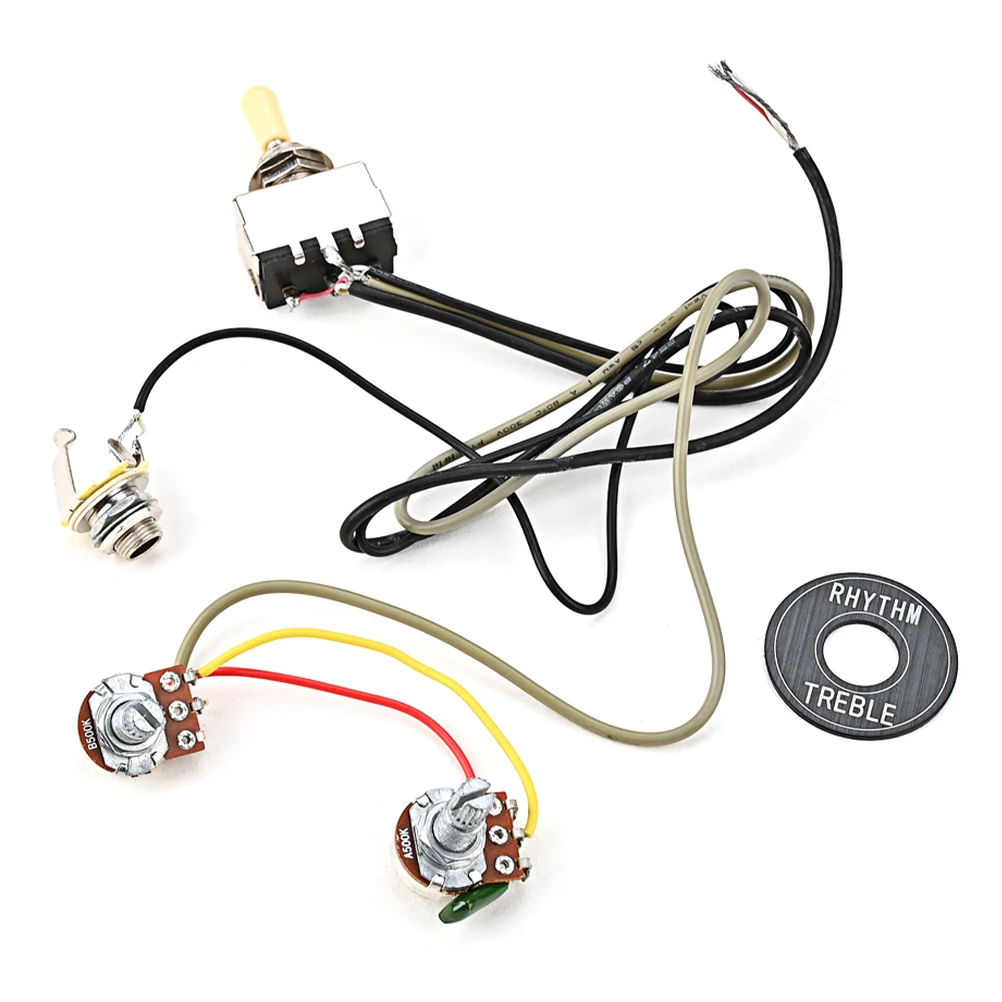 1 Juego de reemplazo de potenciómetro de arnés de cableado para piezas eléctricas de plástico de Metal duraderas herramientas de suministro de guitarra instrumento