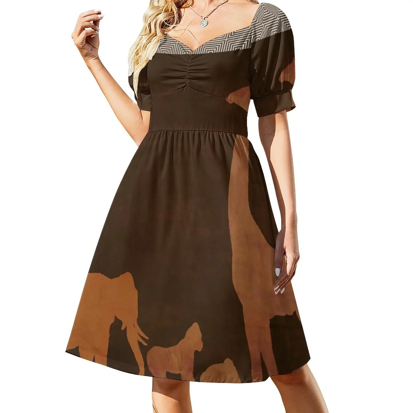 

Brown Safari Jungle Zoo Animals Sleeveless Dress sexy dress Dress woman evening dresses women