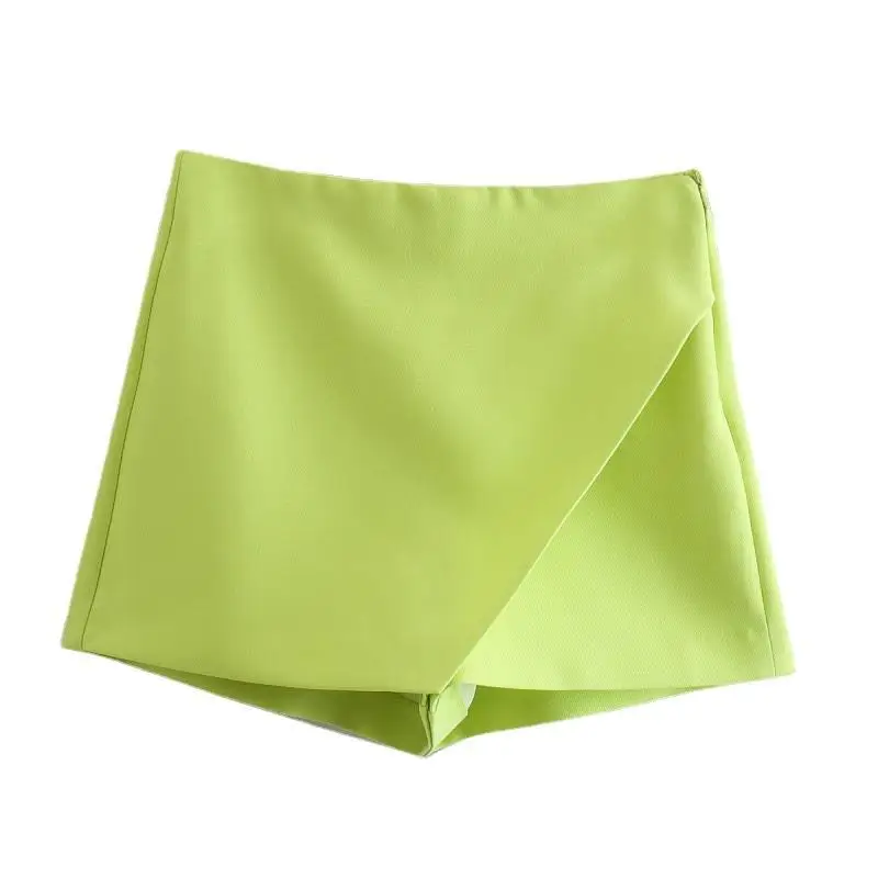 SUSOLA New Women Trend Candy Color Asymmetrical Shorts Skirts Lady Zipper Fly Pockets Hot Shorts Chic Pantalone Cortos