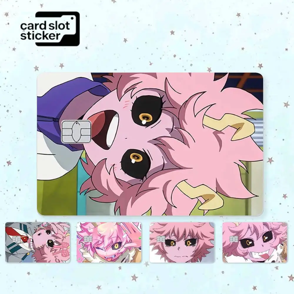 Cartoon Mina Ashido Anime  Credit Card HD Stickers Game Card Decal Small Chip Waterproof Sticker Gift