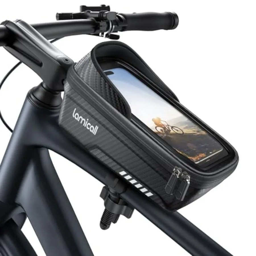 

Bike Frame Bag Waterproof - [1s Release] [2 in 1] Bike Phone Mount Holder, Bicycle Top Tube Bag, Cycling Pouch with Rain Cover,